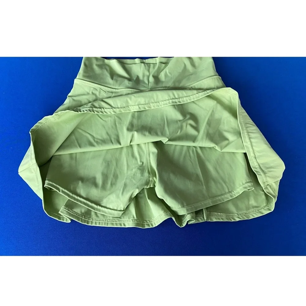 Qinsen NWOT Athletic Skort Lime Green High Waisted Active Mini Skirt Shorts XL